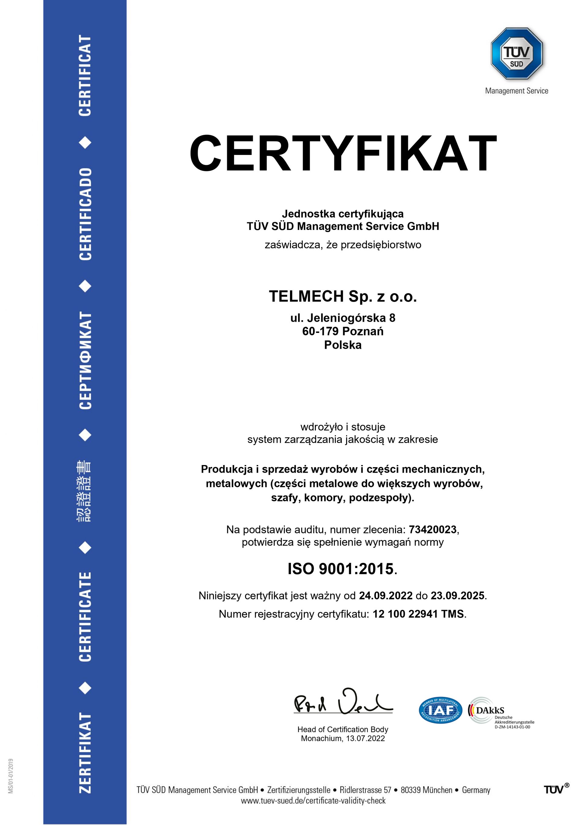 certyfikat firmy
